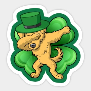 Dabbing Golden Retriever Dog Irish St Patricks Day Sticker